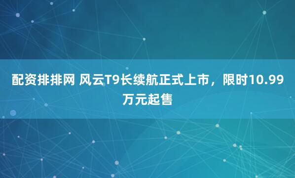 配资排排网 风云T9长续航正式上市，限时10.99万元起售